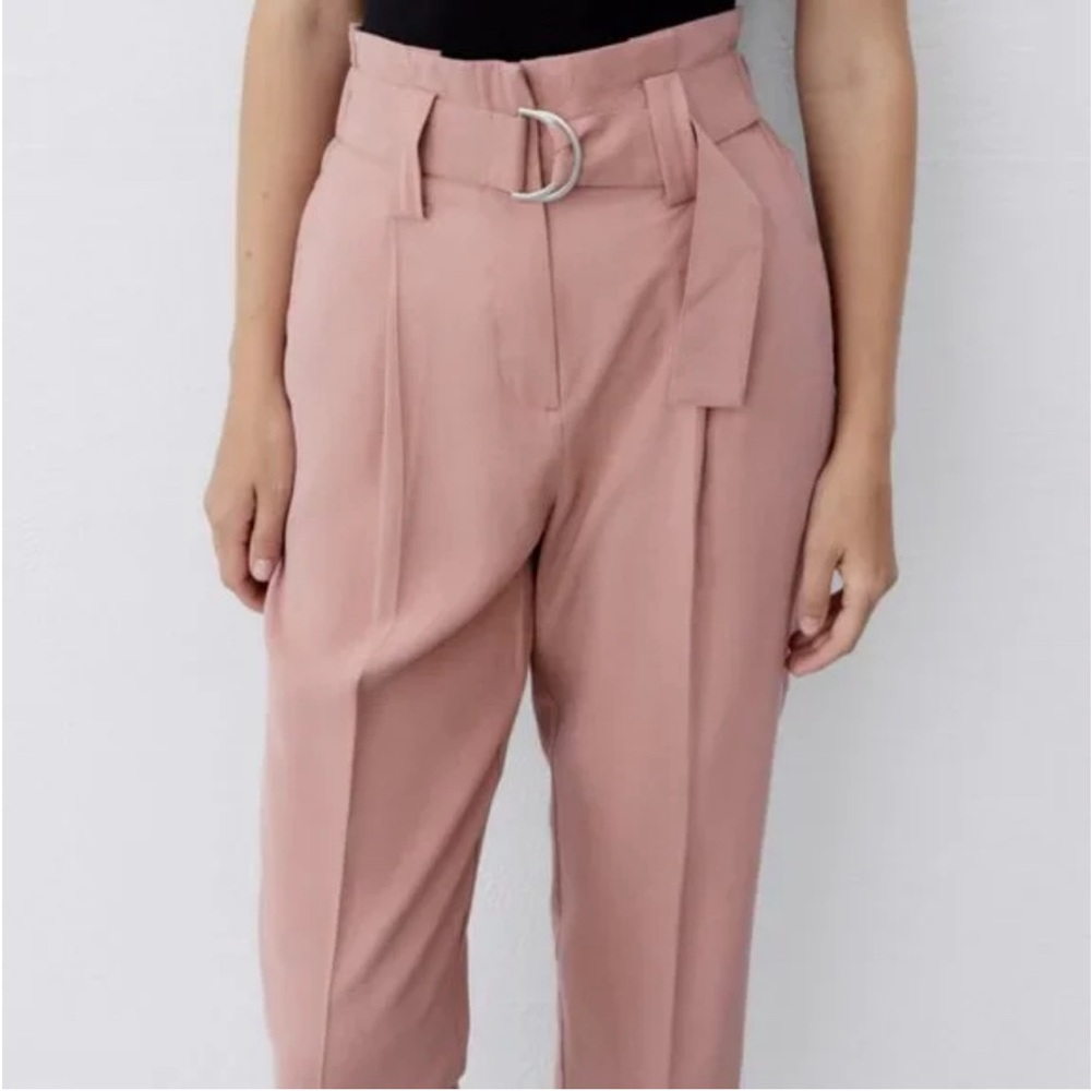 NWOT ZARA HIGH WAIST TROUSERS CULOTTES WITH BELT - Picture 2 of 16